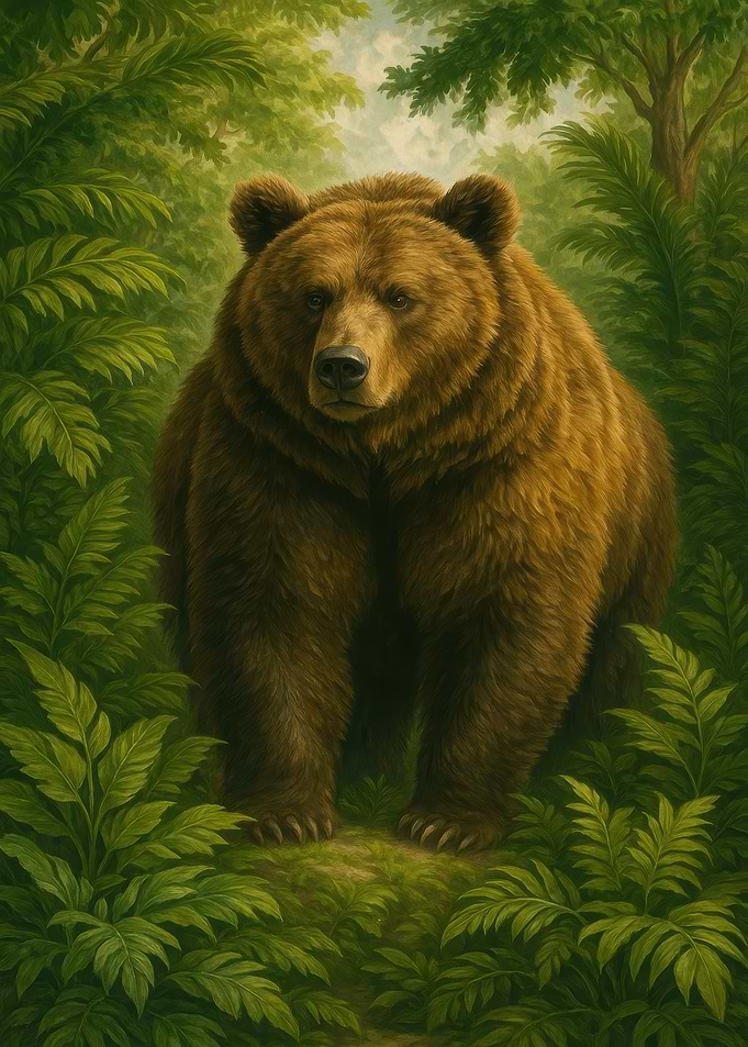 Brown Bear in Lush Green Forest
