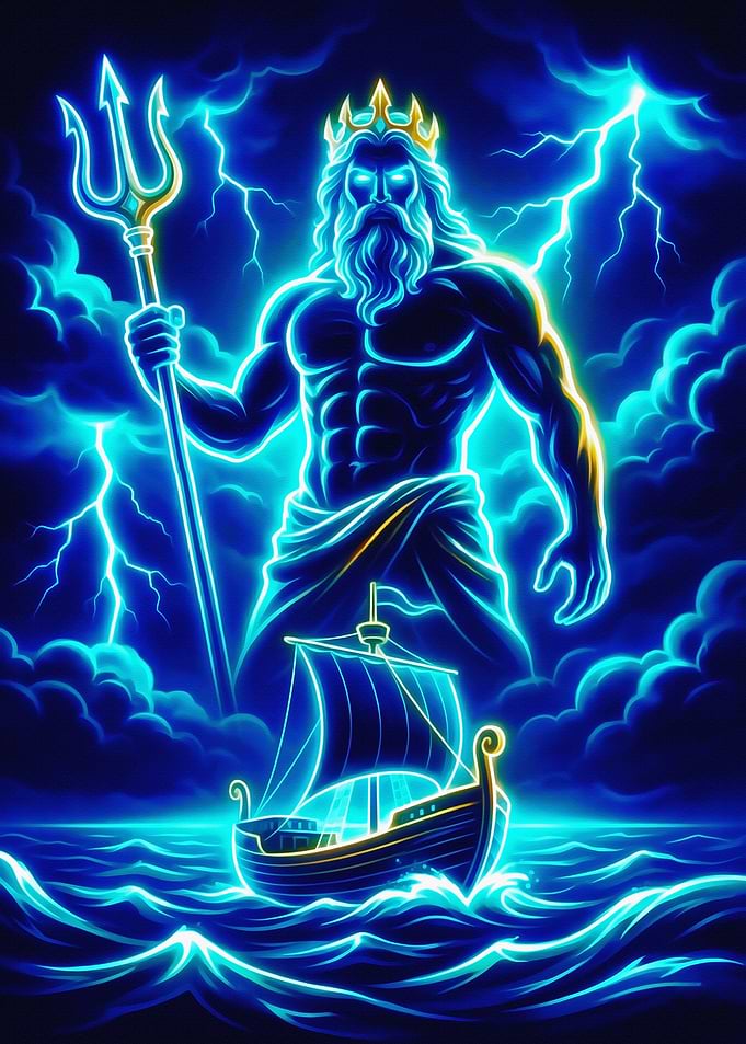 Poseidon and the Stormy Sea