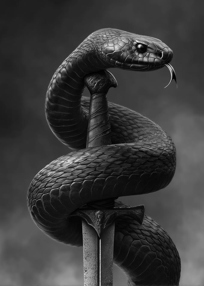 Snake Coiled Around Sword