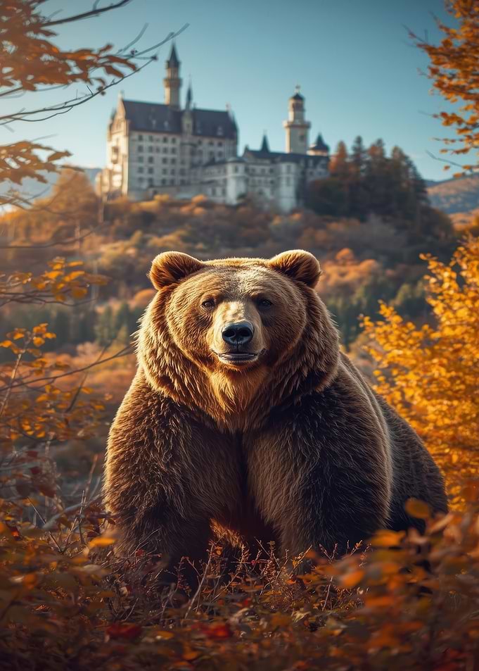 Bear and Neuschwanstein Castle