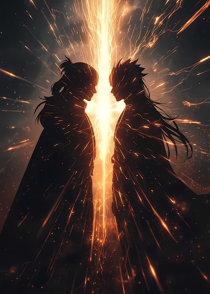 Anime Duel with Fiery Energy