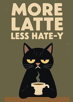 More Latte Less Hate-y Cat Poster