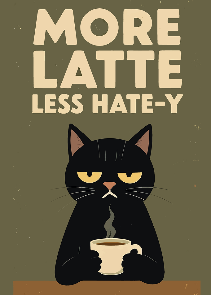 More Latte Less Hate-y Cat Poster