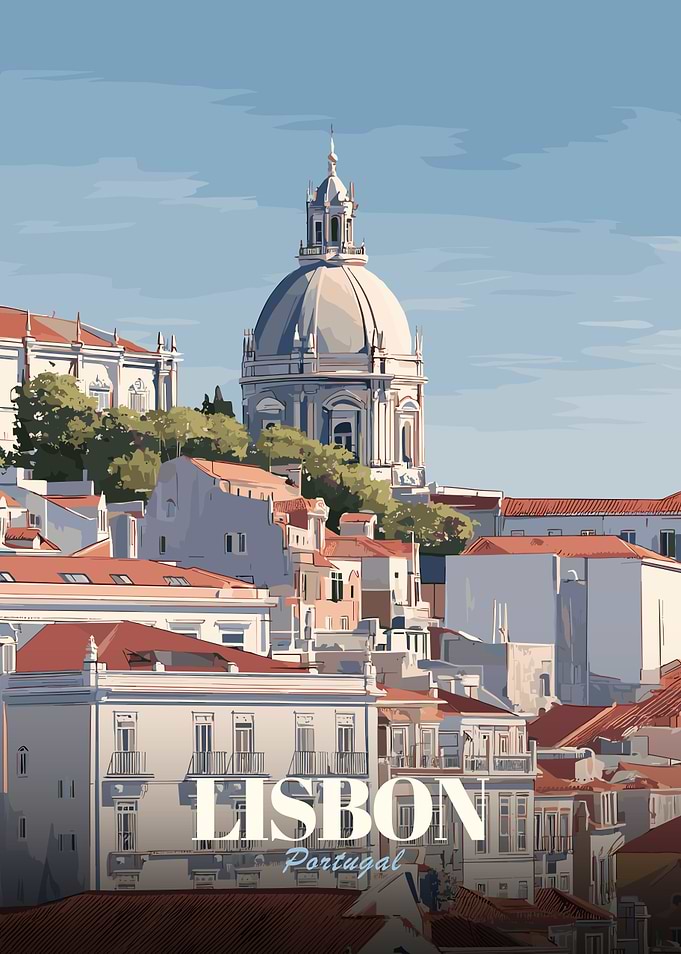Lisbon, Portugal Cityscape Illustration