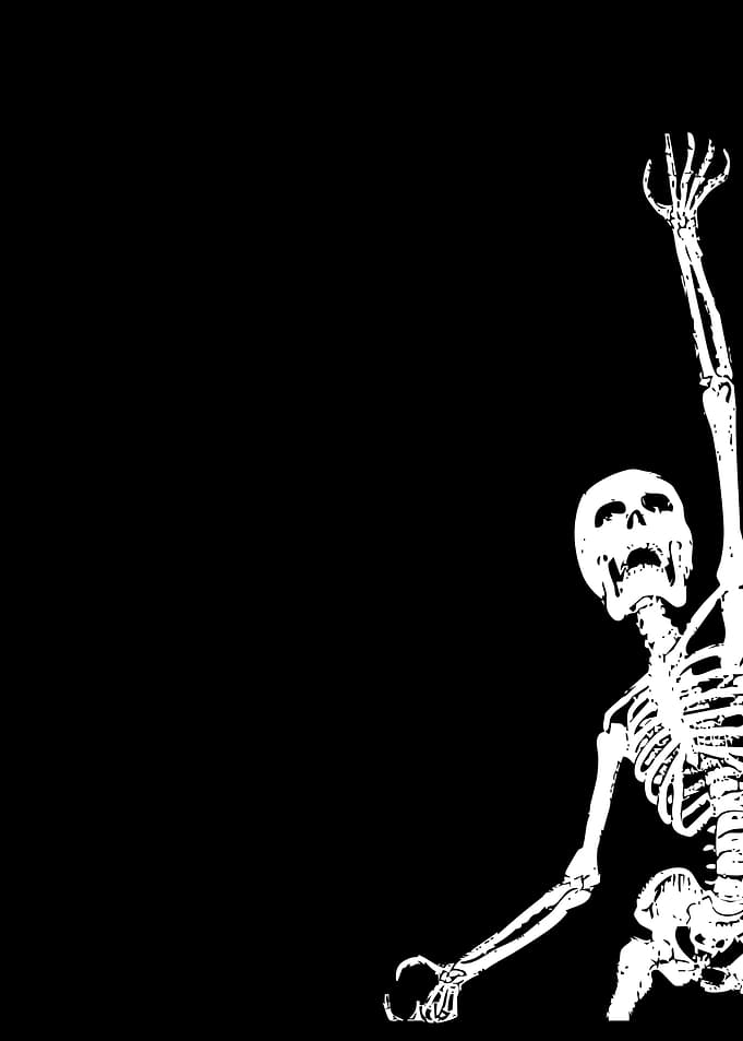 White Skeleton on Black Background
