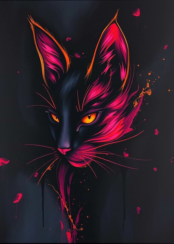 Neon Cat Portrait