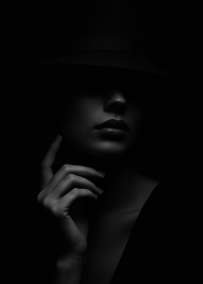 Monochrome Portrait of Woman in Hat