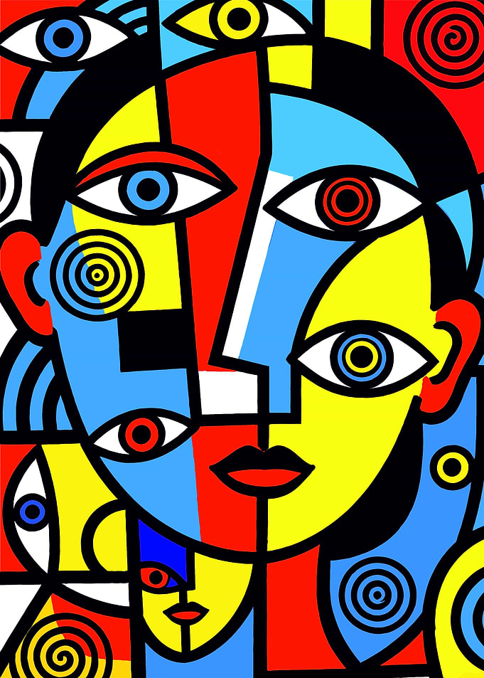 Abstract Portrait with Geometric Shapes