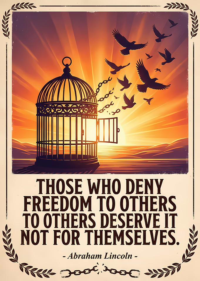 Freedom Poster with Birdcage and Quote
