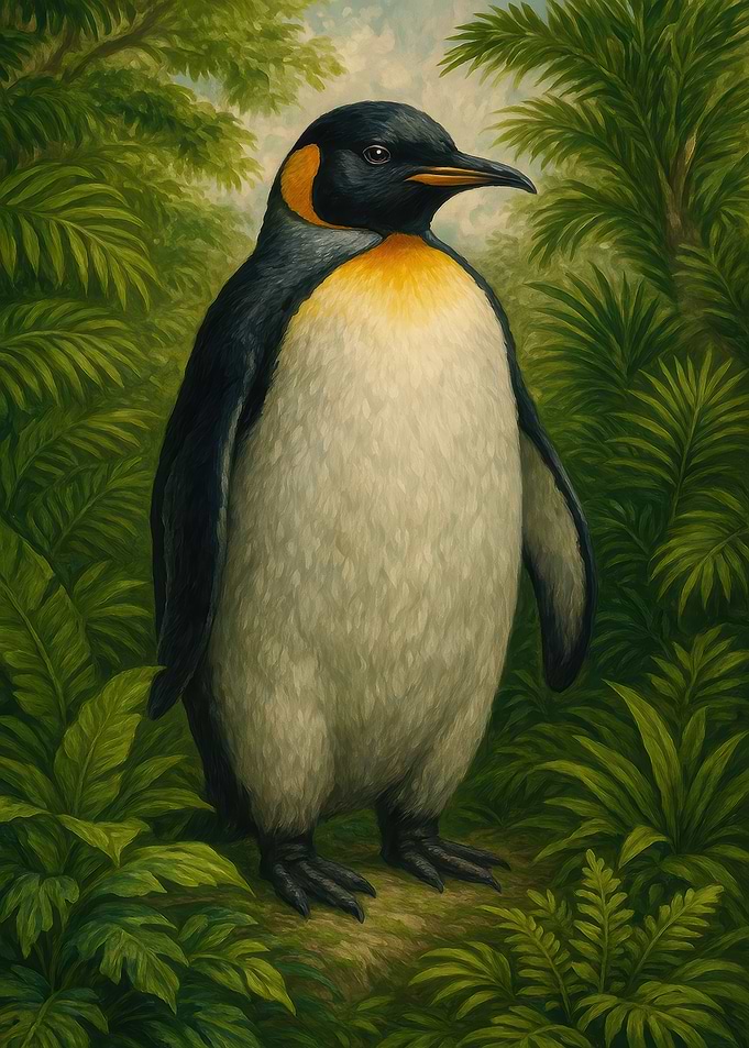 Penguin in Jungle Painting