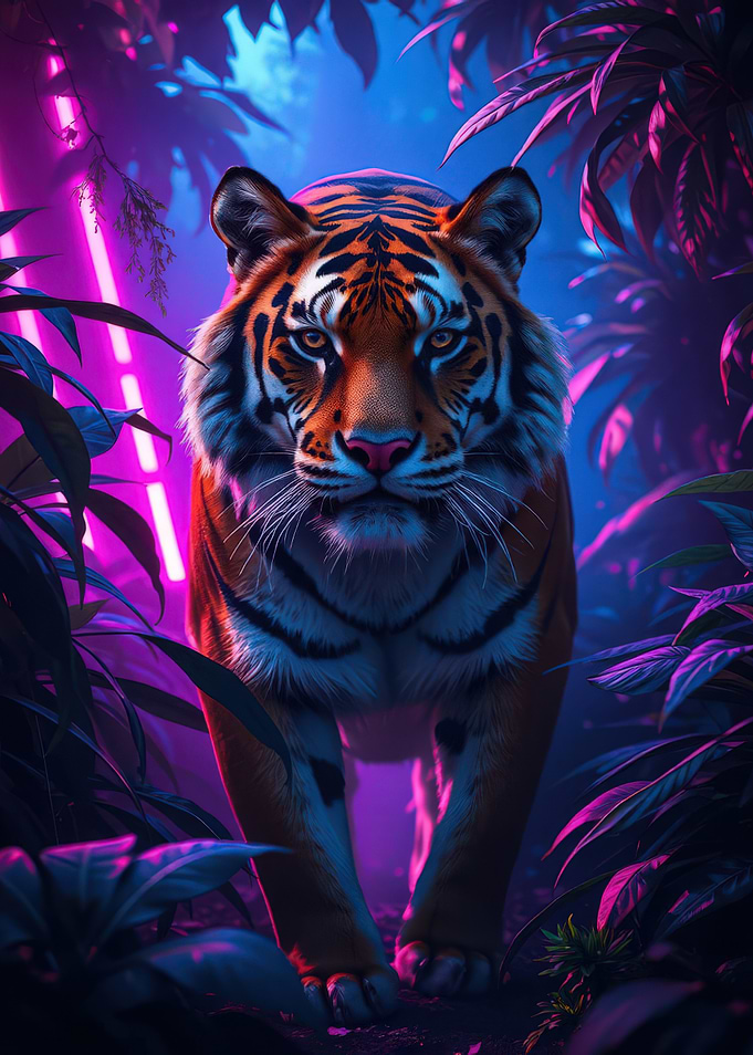 Neon Tiger in Jungle