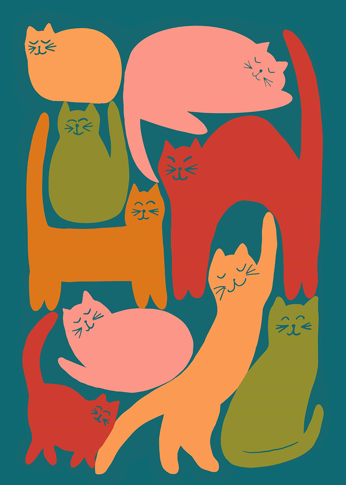 Colorful Cats Illustration