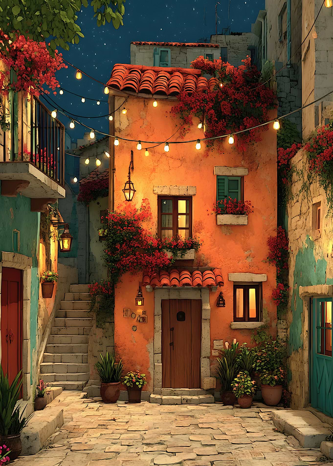 Charming Italian Street at Night