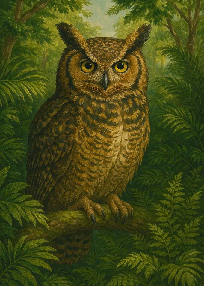 Owl in the Forest Painting