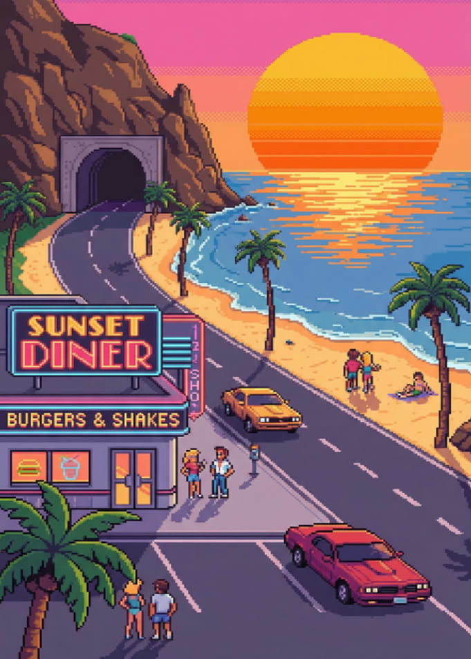 Sunset diner by the beach