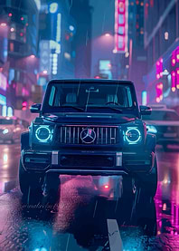 Mercedes-Benz G-Class in Rainy Cityscape