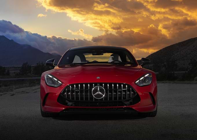 Red Mercedes-AMG SL Roadster Front View