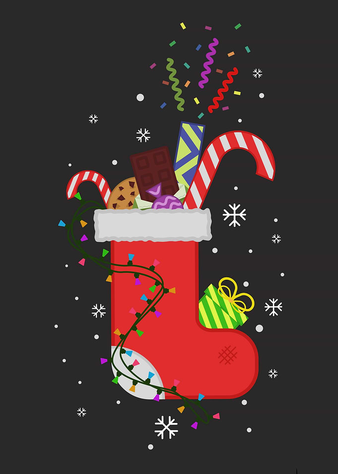 Christmas Stocking with Gifts and Candy