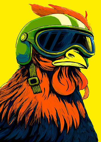 Chicken with Helmet and Goggles