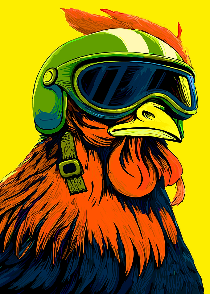 Chicken with Helmet and Goggles