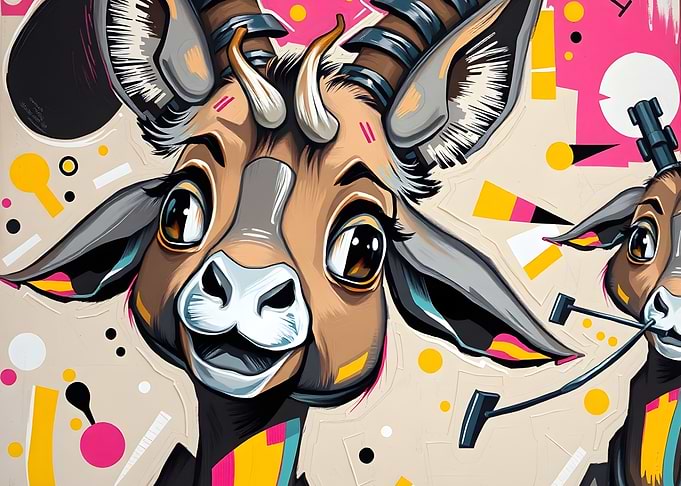 Cartoon Antelope Pop Art Illustration