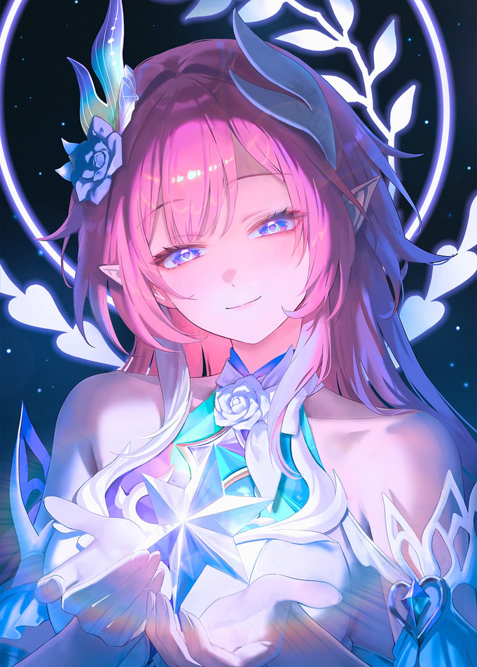 Girl with Star and Flowers