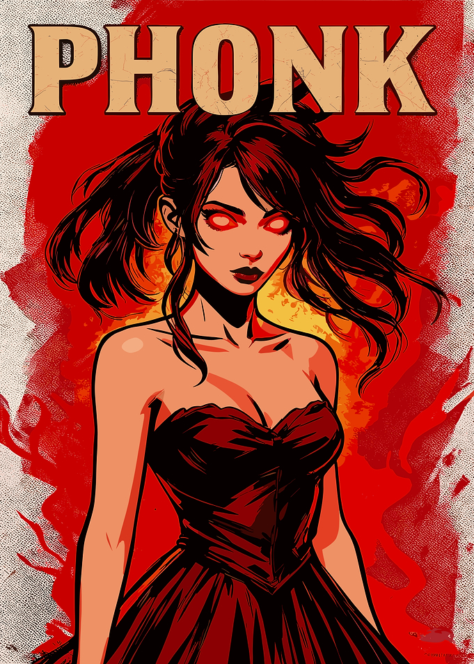 Phonk Girl in Red Dress
