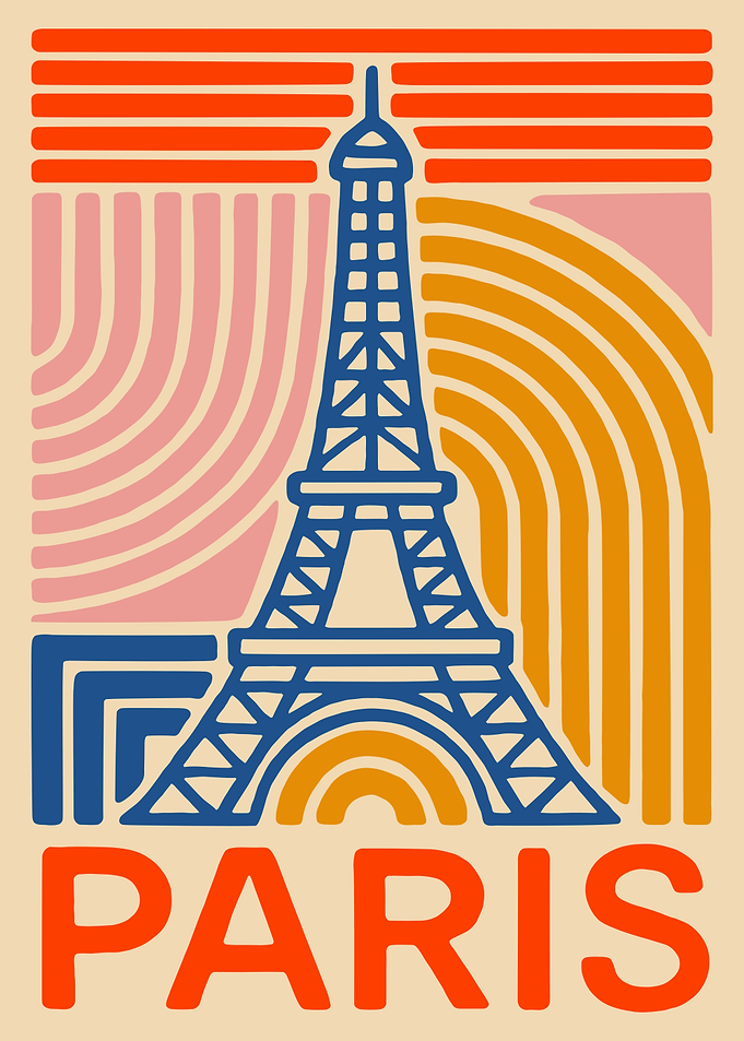 Paris Eiffel Tower Retro Art