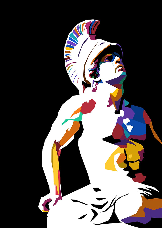 Colorful Spartan Warrior Digital Art