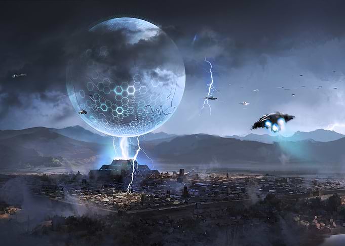 Futuristic City Under Attack