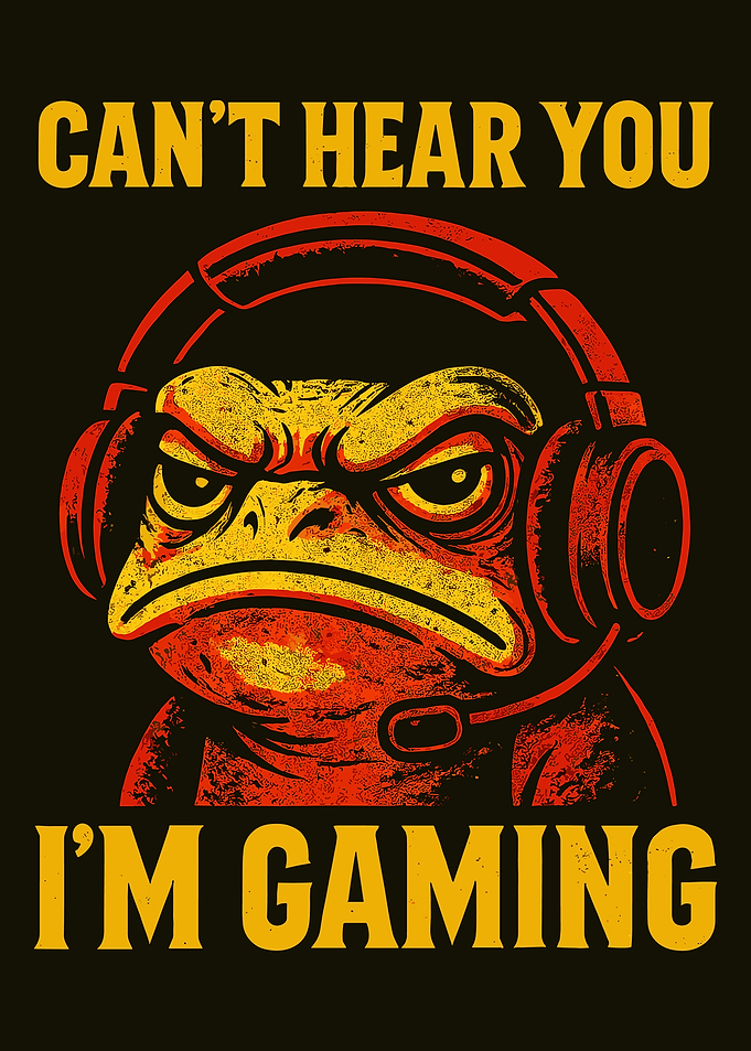 Angry Frog Gamer Poster Cant Hear You Im Gaming Funny Gaming Wall Art Print
