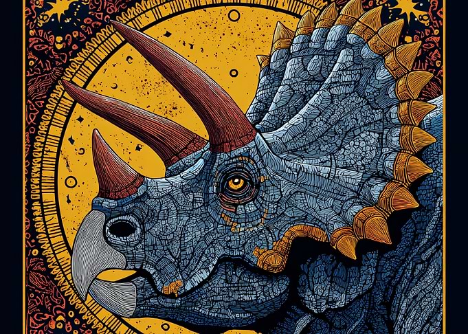 Detailed Triceratops Illustration