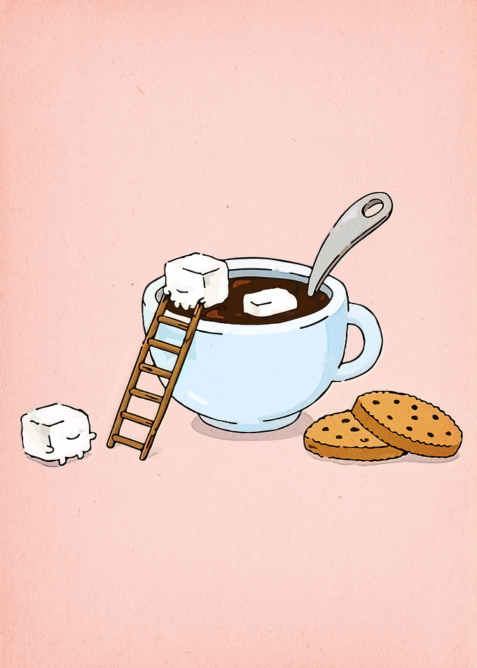 Sugar Cubes and Coffee Cartoon
