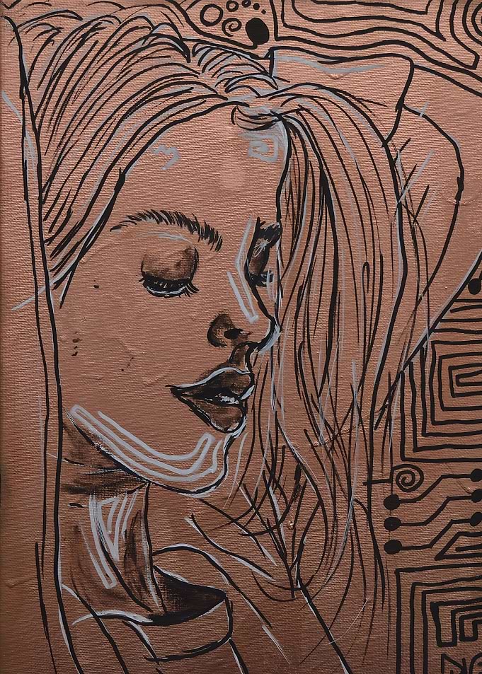 Copper Portrait with Abstract Background