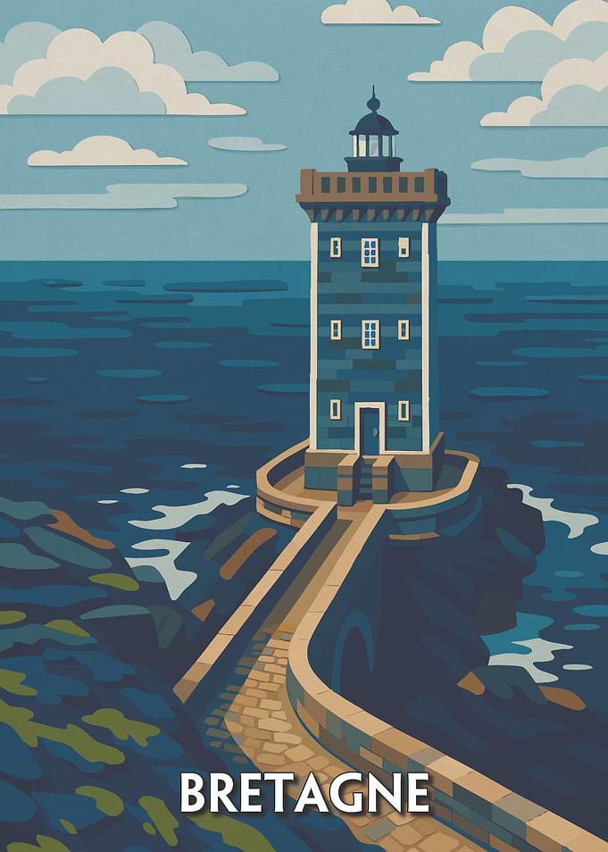 Brittany Lighthouse Coastal Scene