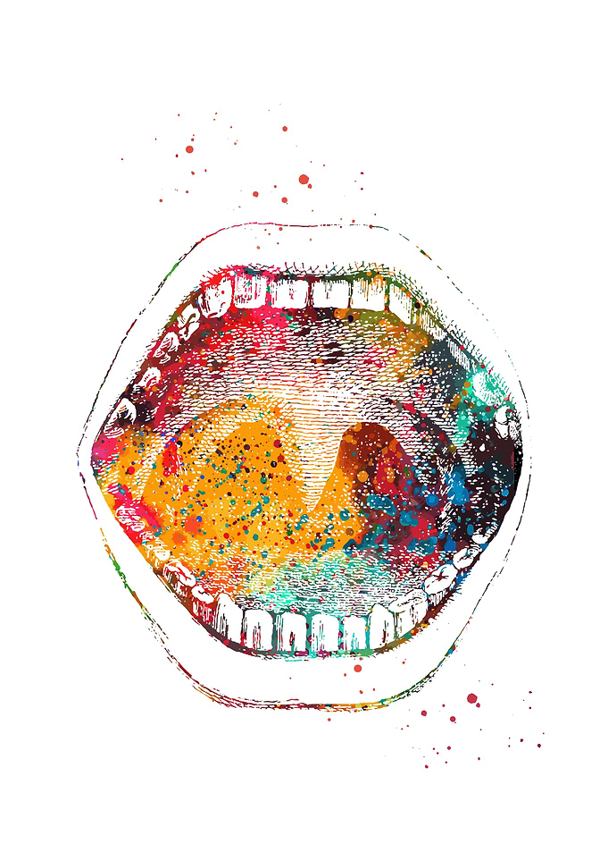 Watercolor Mouth Anatomy Art