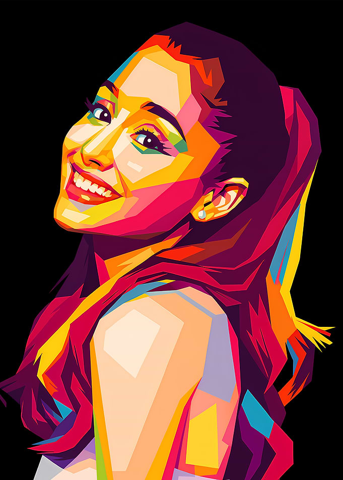 Ariana Grande Colorful Pop Art Portrait of Woman