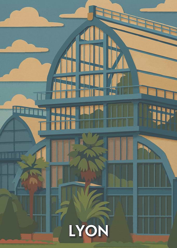 Lyon France Botanical Garden Illustration