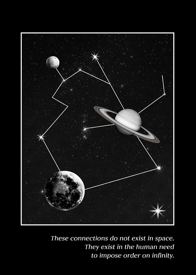 Planets and Constellations in Black and White