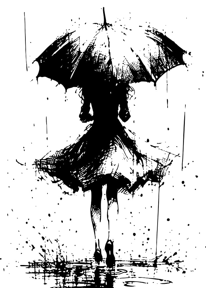 Woman with Umbrella in the Rain