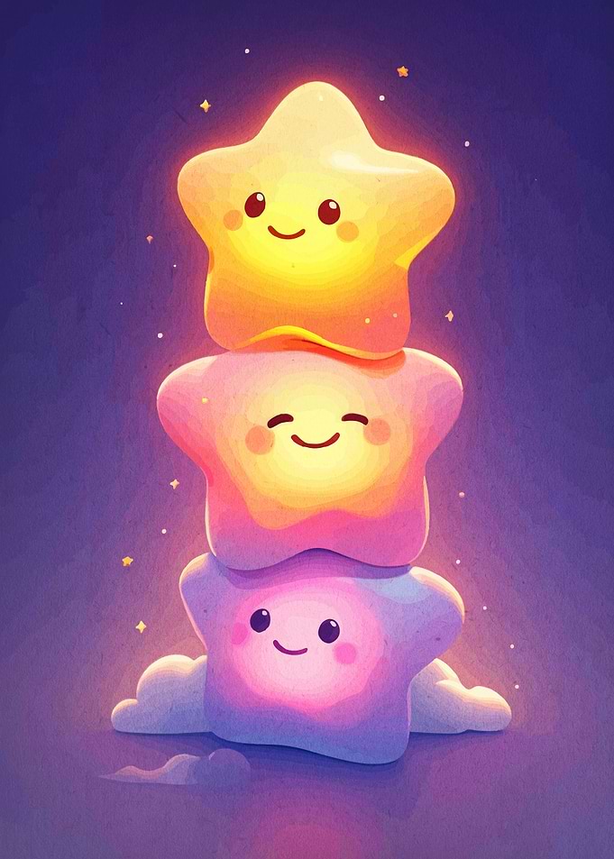 Stack of Cute Glowing Stars