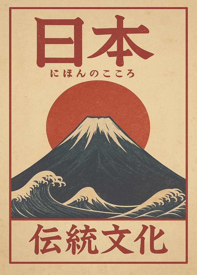 Japanese Mount Fuji Vintage Poster