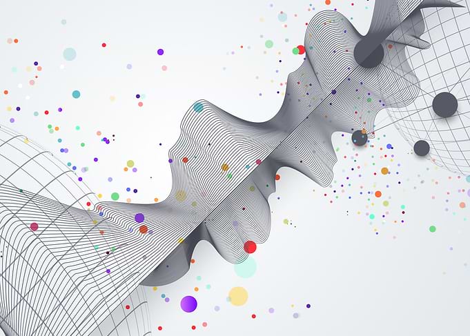 Abstract Wave with Colorful Confetti