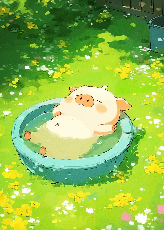 Relaxing Pig in a Pool