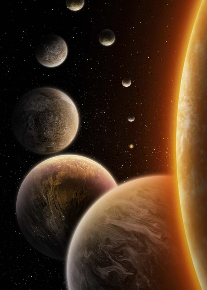 Planets and Star in Space