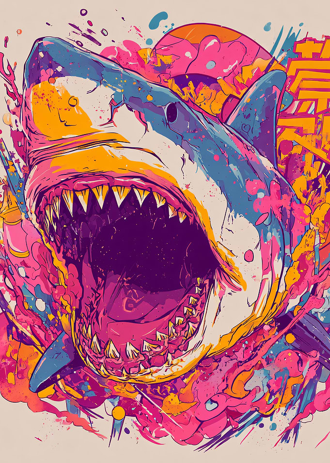Colorful Shark with Open Mouth