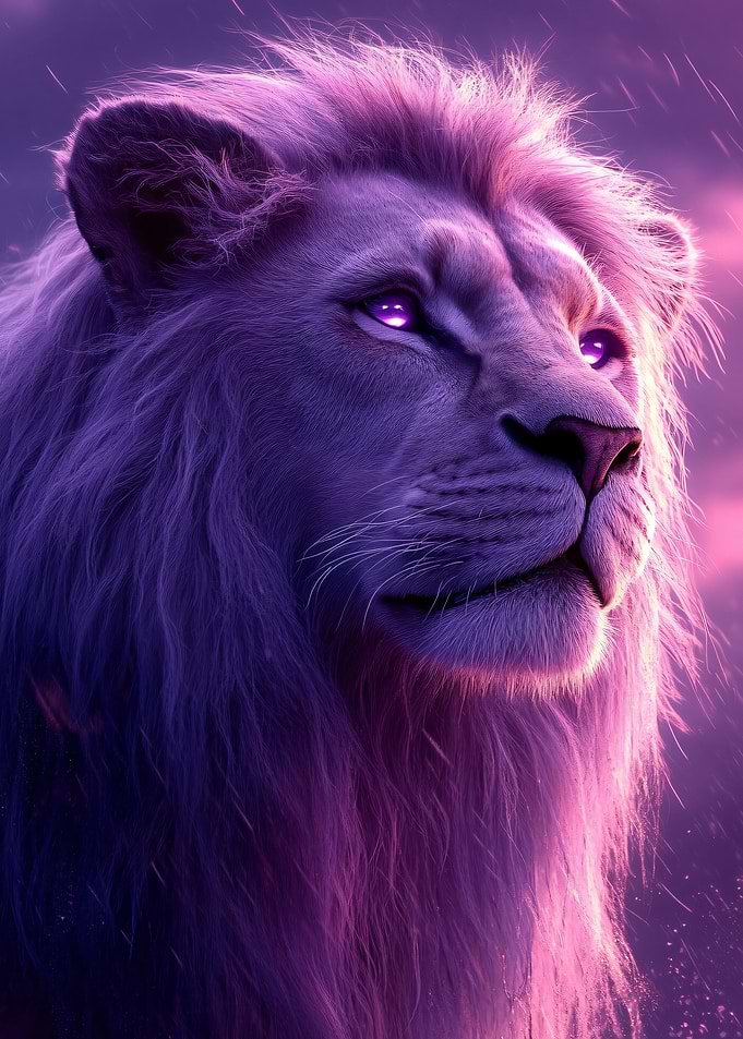 Purple Lion Portrait