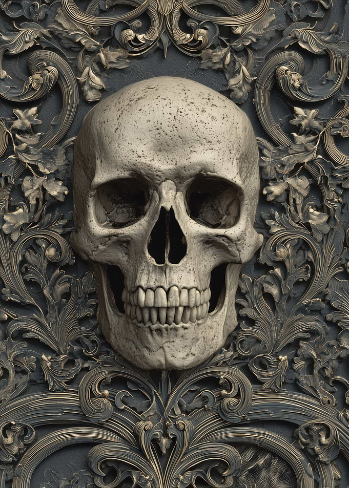 Ornate Skull Relief