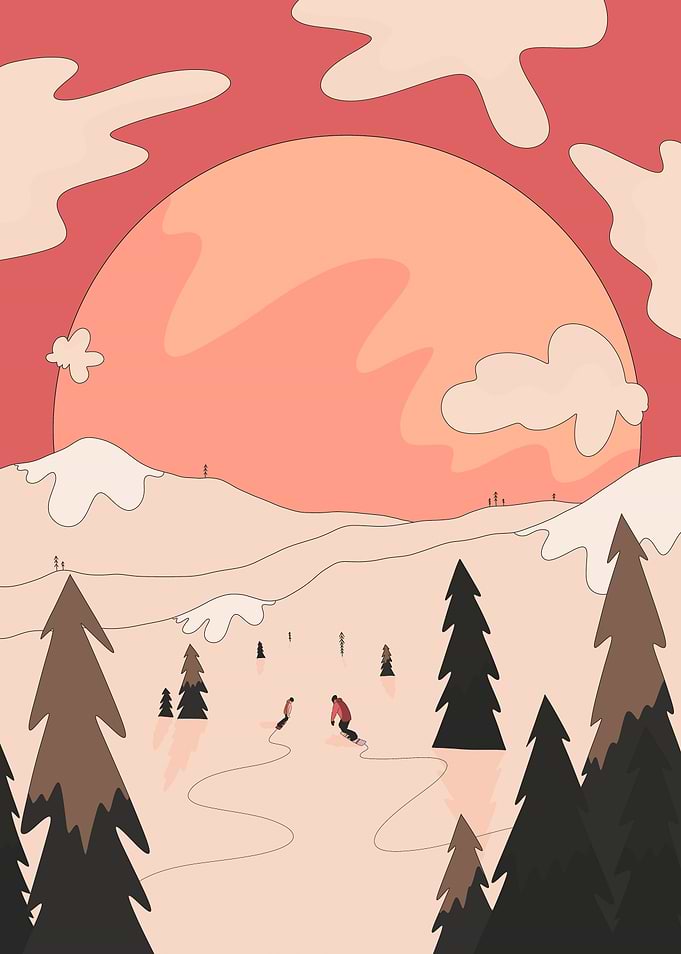 Snowboarding at Sunset