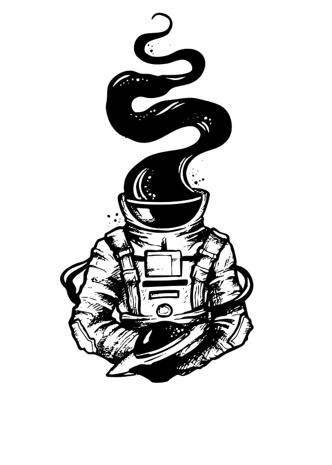 Astronaut with smoke coming from helmet